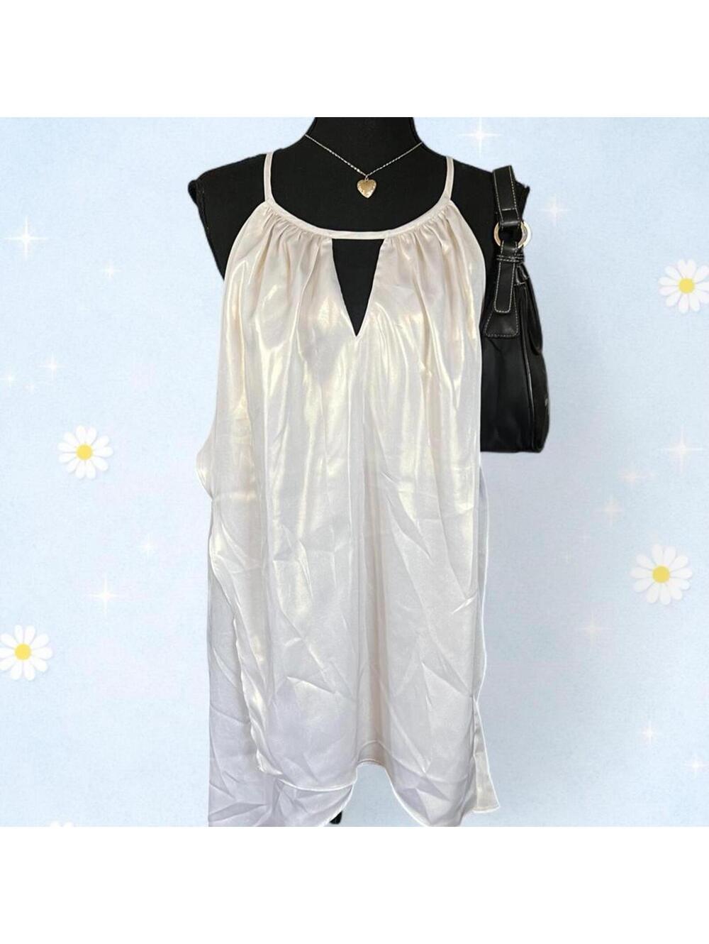 Worthington Woman Satin Coquette Fairycore Babydoll Slip Top Size 1X 🤍 - Picture 2 of 7